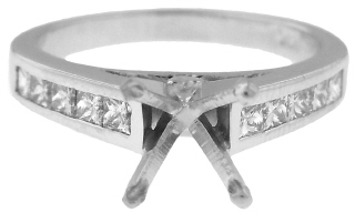 14kt white gold and platinum head princess cut diamond semi-mount