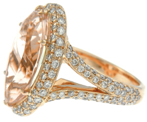 18kt rose gold morganite and diamond ring