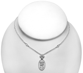 14kt white gold marquise diamond halo pendant with chain