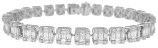 18kt white gold round and baguette diamond bracelet.