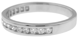 18kt white gold half around channel set diamond band