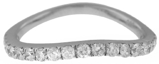 14kt white gold prong set diamond half around curved band