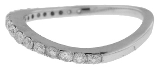 14kt white gold prong set diamond half around curved band