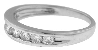 Platinum channel set diamond half around band