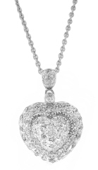 14kt white gold pave diamond heart pendant with chain