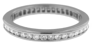 Platinum channel set diamond eternity band