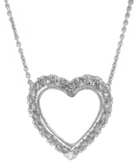 14kt white gold diamond frame heart pendant with chain