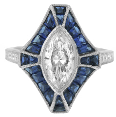 Platinum diamond and sapphire ring.