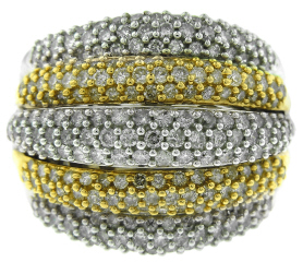 14kt two-tone 5 row pave diamond ring.