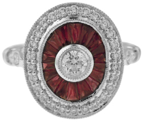 18kt white gold ruby and diamond ring