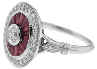 18kt white gold ruby and diamond ring