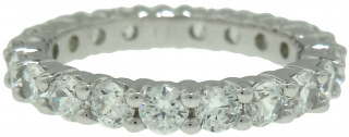 Platinum shared prong diamond eternity band