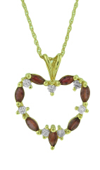 14kt yellow gold ruby and diamond heart pendant with chain