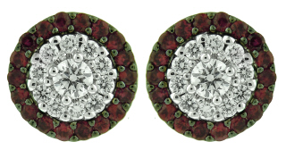 18kt white gold ruby and diamond earrings.