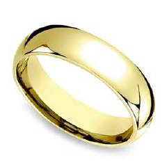 Gents 14kt yellow gold 6mm low dome comfort fit wedding band.