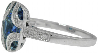 18kt white gold sapphire and diamond ring.