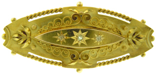 9kt yellow gold antique style diamond pin/pendant