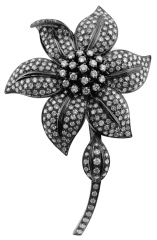 18kt white gold black rhodium finish diamond flower pin