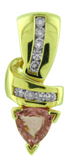14kt yellow gold pink tourmaline and diamond slide attachment