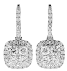 18kt white gold diamond cluster eurowire earrings