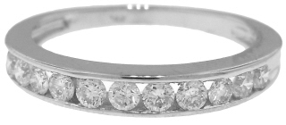 14kt white gold half around channel set diamond band