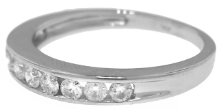 14kt white gold half around channel set diamond band