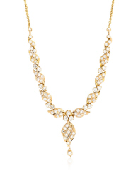 18kt yellow gold 16" diamond necklace with rolo chain