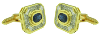 18kt yellow gold sapphire and diamond cufflinks