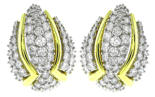 18kt white and yellow gold pave set diamond earrings