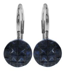 18kt white gold invisible set hanging sapphire earrings.