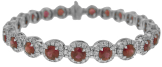 18kt white gold ruby and diamond bracelet.