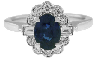 18kt white gold sapphire and diamond ring