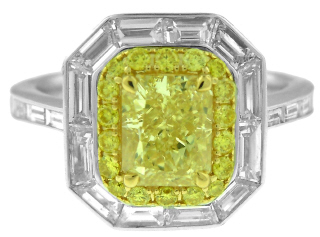 Platinum/18kt yellow gold FY radiant cut diamond ring