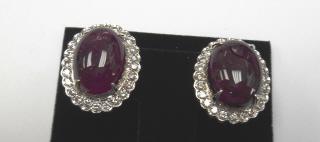 18kt white gold cabochon tourmaline and diamond earrings