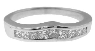 14kt white gold princess cut diamond half around band