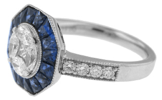 18kt white gold sapphire and diamond ring.