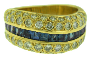 18kt yellow gold diamond and sapphire band