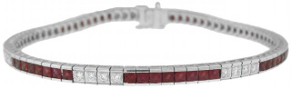 18kt white gold ruby and diamond bracelet.