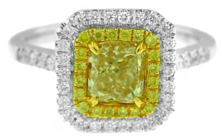 18kt white gold fancy yellow diamond ring.