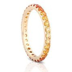 18kt yellow gold orange sapphire ombre eternity band.