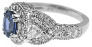 Platinum sapphire and diamond ring