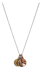 14kt tri-color disc necklace with 16" white gold chain.