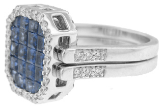 18kt white gold sapphire and diamond flip ring.