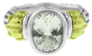 Silver and 18kt yellow gold Lagos Caviar white topaz ring