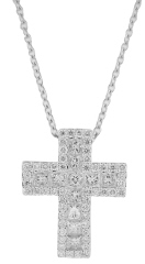 18kt white gold diamond cross pendant with chain.