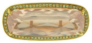 18kt rose gold rose quartz and diamond ring.