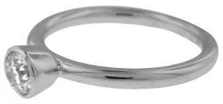 18kt white gold bezel set diamond ring.