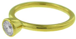 18kt yellow gold bezel set diamond ring.