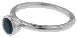 18kt white gold bezel set sapphire ring.