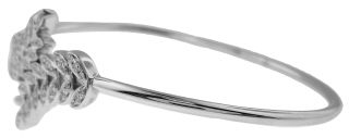 14kt white gold diamond feather bangle bracelet.